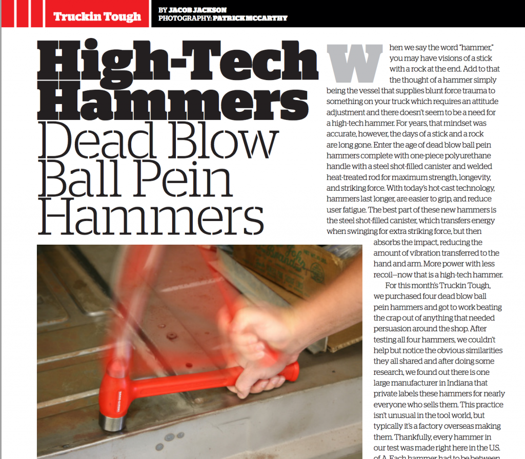 Truckin Tough Dead Blow Hammer Article